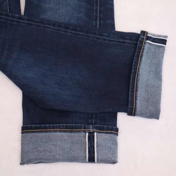 Uniqlo Red Line Selvedge Men's Slim Straight Low Rise Denim Blue Jeans 35Wx31L - Picture 2 of 13